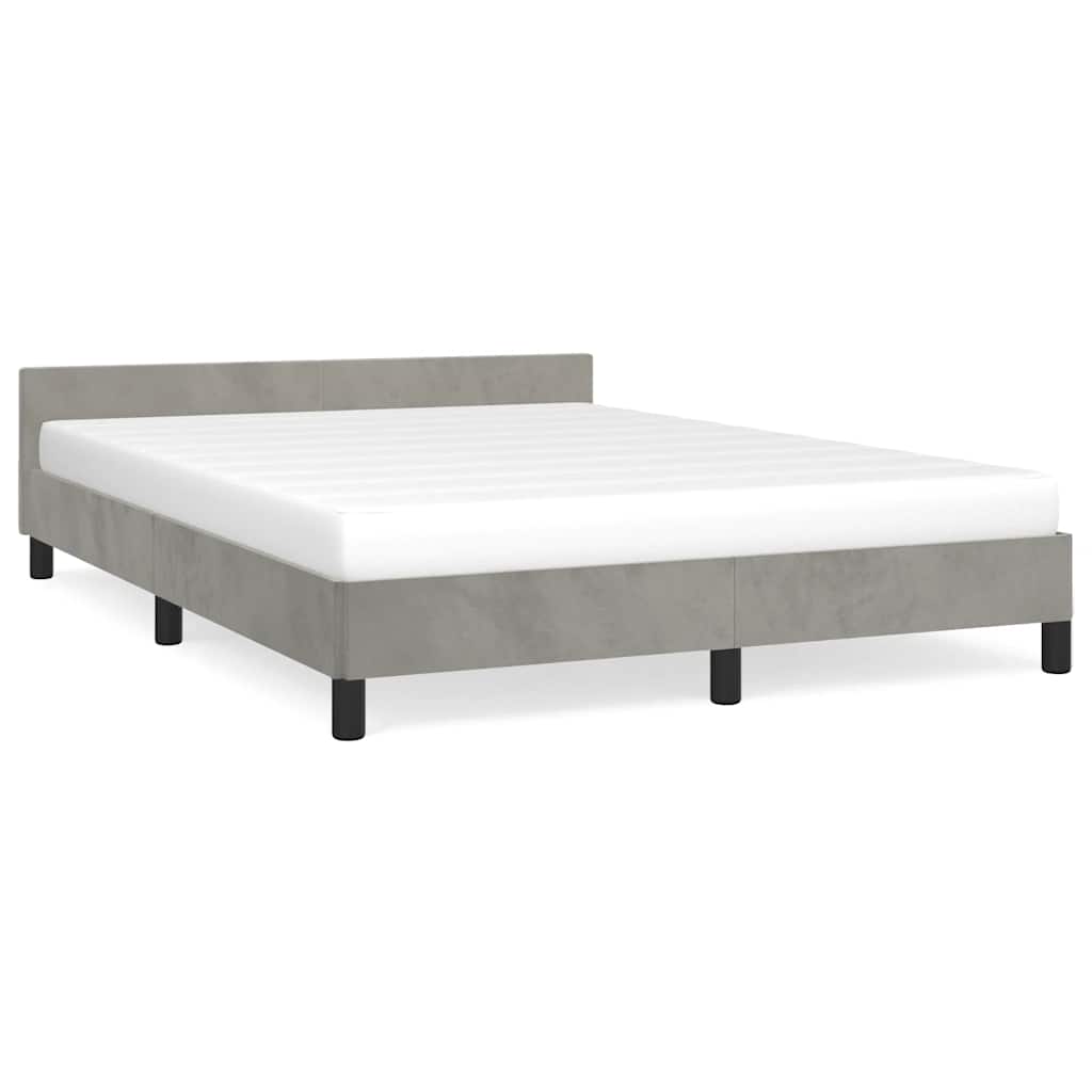 Cadre de lit sans matelas en velours gris clair pour la chambre, 140 × 200 cm - 2