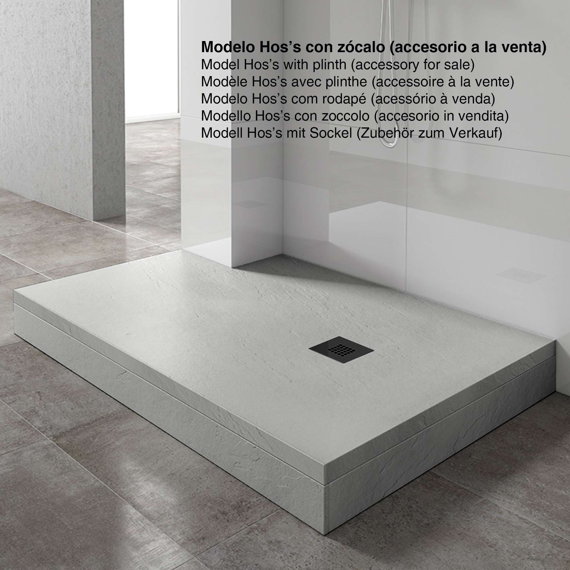 Receveur de douche Poalgi extraplat gris Humo L.80 x l.160 cm finition ardoise grille noire - série Hos's - 8
