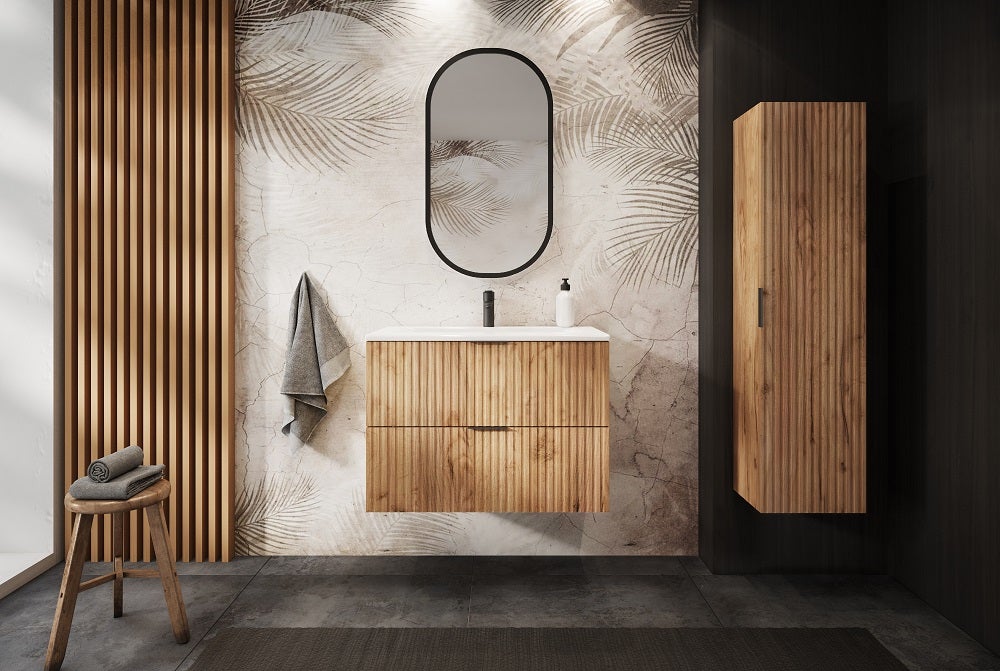 Meuble à suspendre FLOW couleur chêne avec le plan 80 cm - 2