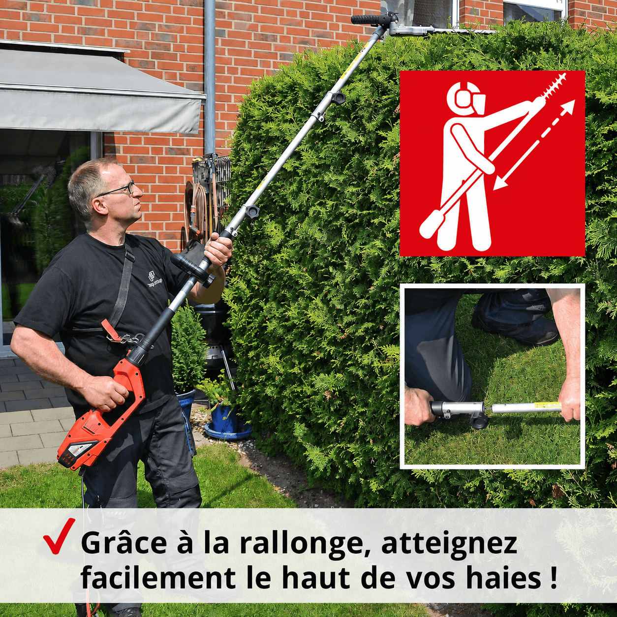 Hecht jardin 695 Taille haies telescopique electrique 900W pour arbustes et buissons - 5