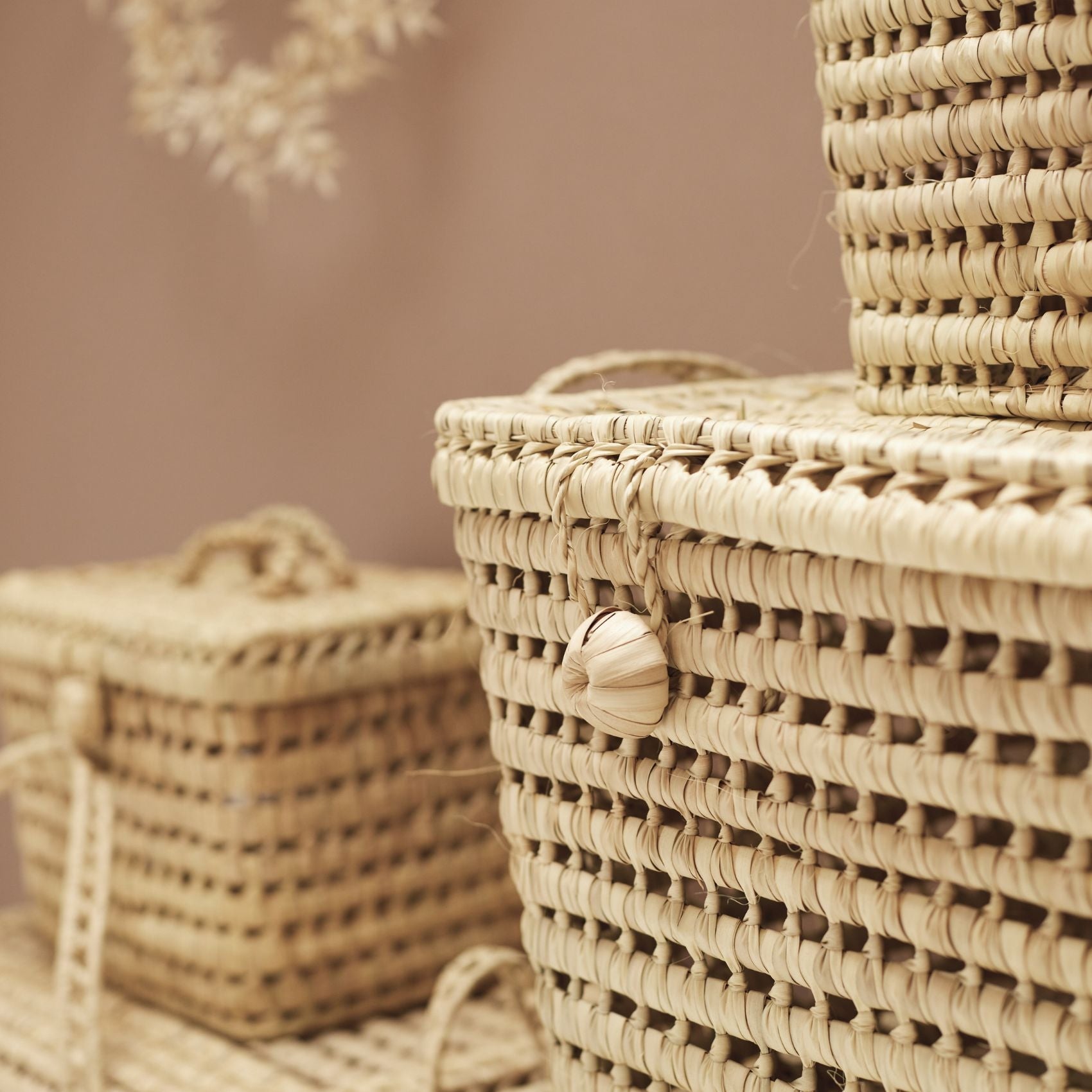 Malle de rangement feuille de palmier - Naturel - 80 cm - Osier - 6