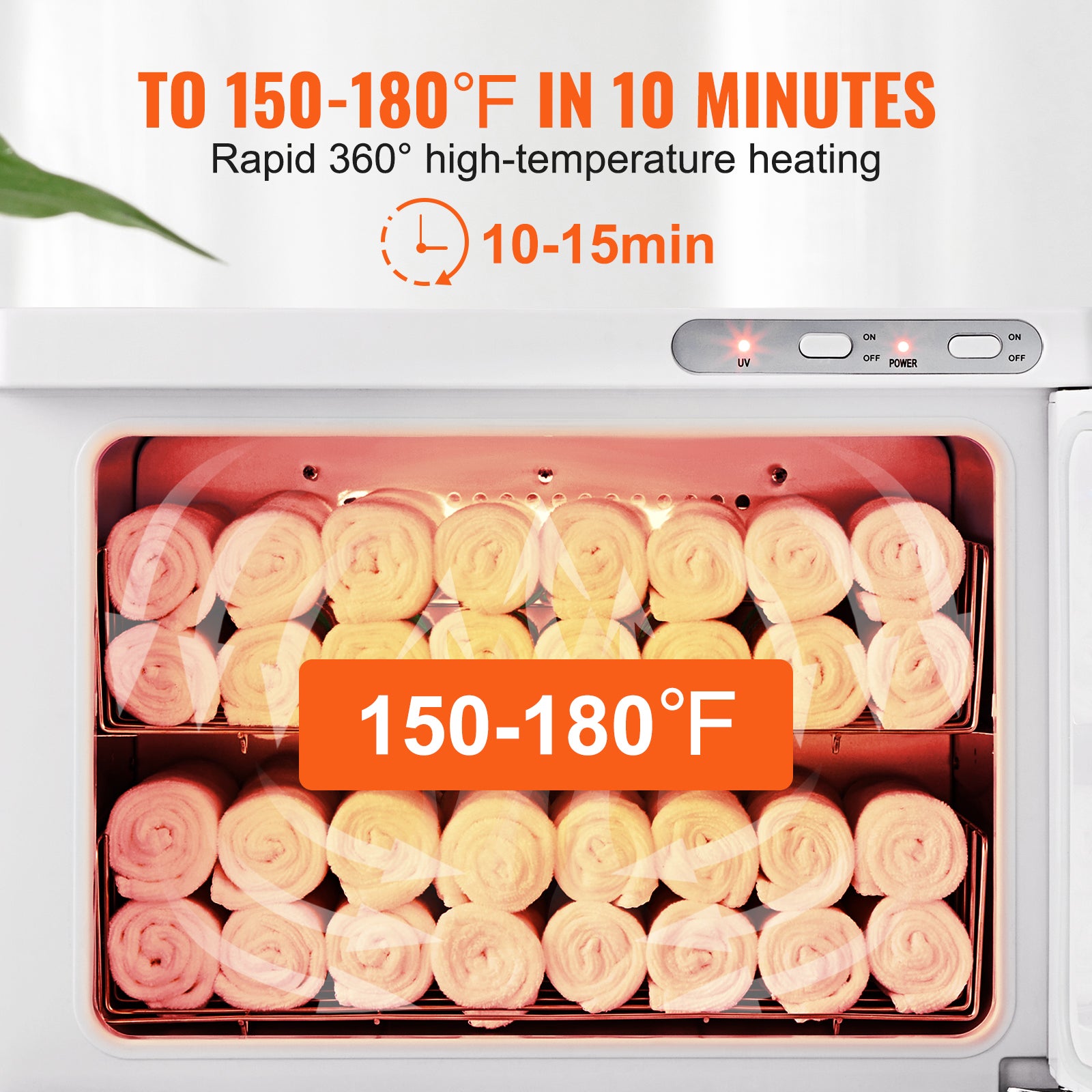 Aquecedor e esterilizador de toalhas VEVOR de 23 litros com luz UV e 2 cestos em aço inoxidável, aquecimento rápido, capacidade para até 54 toalhas - 3