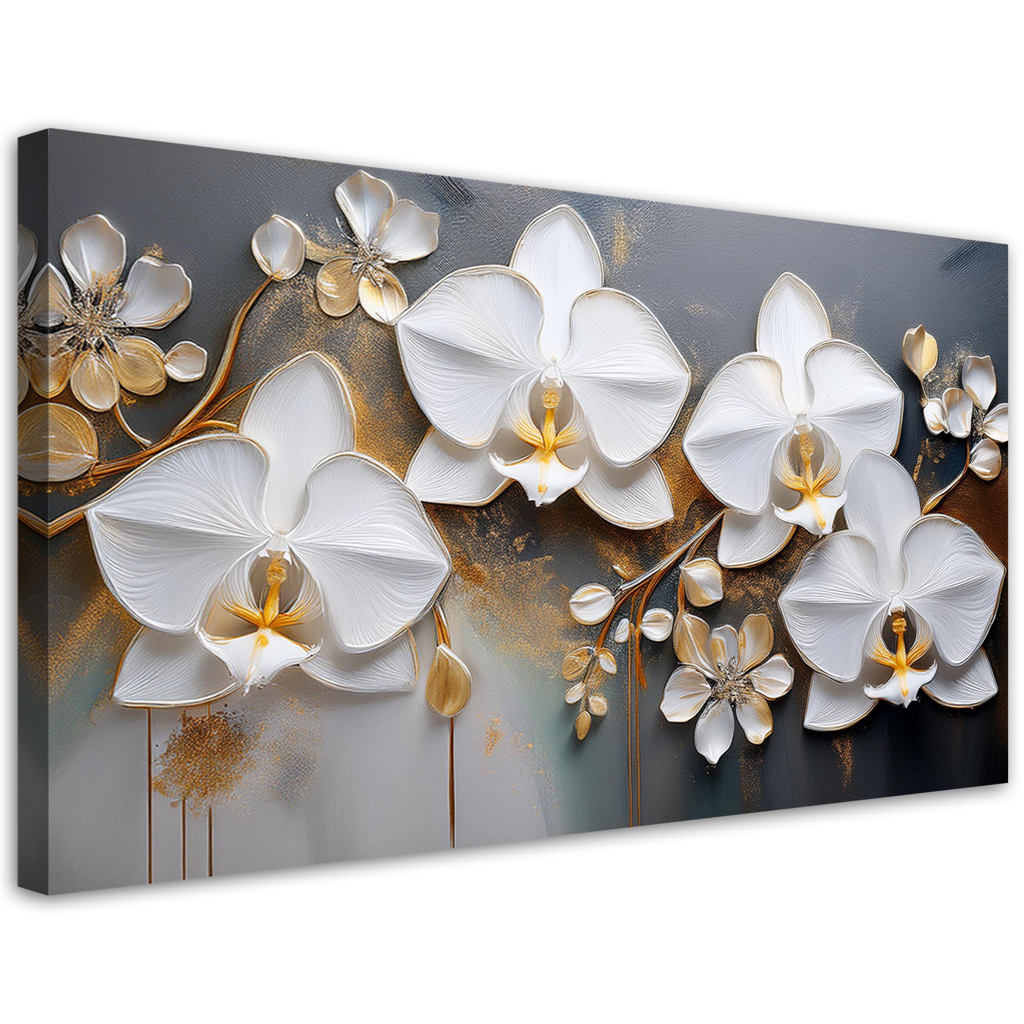 Obraz na płótnie, Orchidea Biały Kwiat Abstrakcja 80x40
