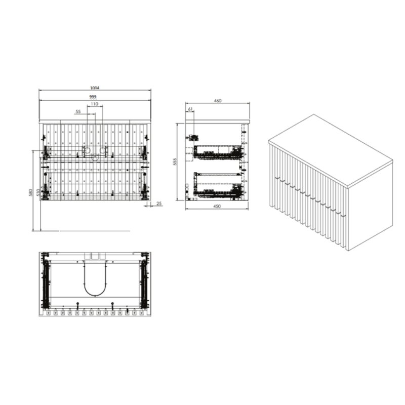 Meuble de salle de bain avec sa plaque de recouvrement, SAT Delano, 100x56x46 cm chêne mat (DELANO100ZDDE) - 5