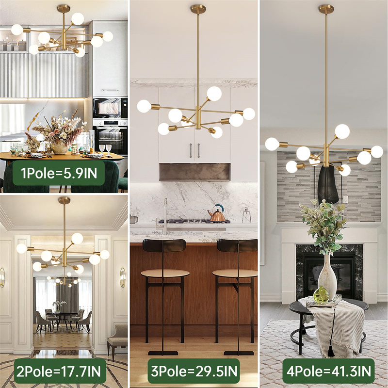 Lampadario moderno Sputnik, plafoniera, con attacco E27, lampadina non inclusa, lampada Sputnik per soggiorno - 3