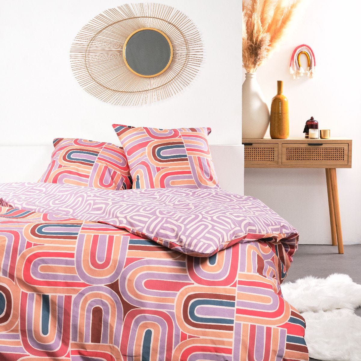 SOULFUL Biancheria da letto 135 x 200 cm, in cotone, 4 pezzi, a righe, 100% cotone SOULFUL Biancheria da letto 135 x 200 cm, in cotone, 4 pezzi, a righe, 100% cotone
