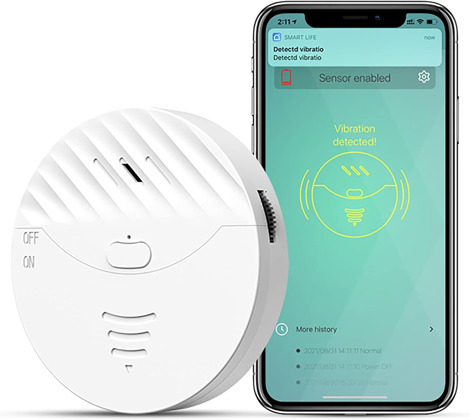 Alarm do drzwi Wi-Fi 130 dB z czujnikiem wibracji - powiadomienie przez aplikację, zdalne zabezpieczenie domu i biura