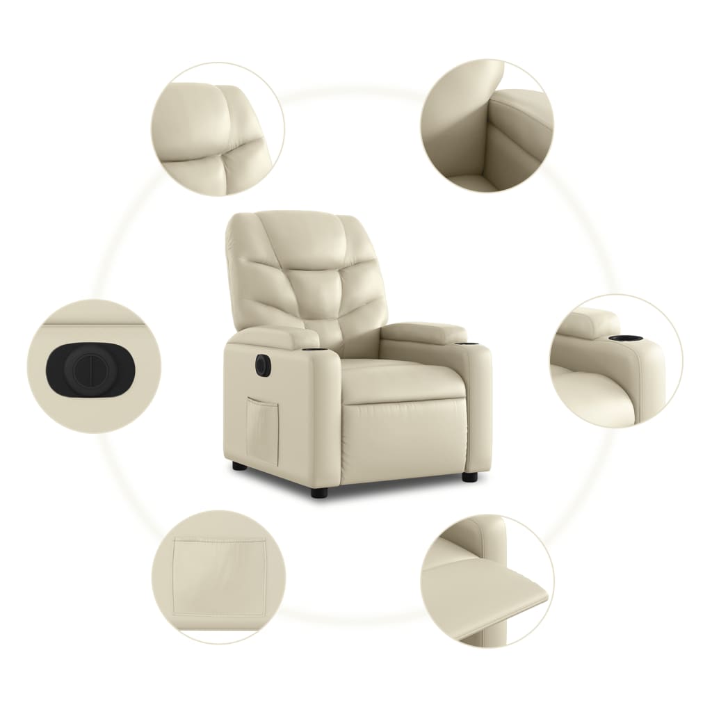 Fauteuil inclinable électrique crème similicuir - 8