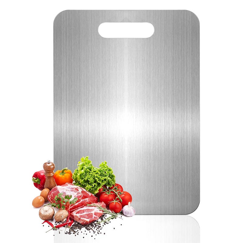 Tagliere Double Face In Acciaio Inox 304 E Paglia Di Grano - 40,6x28 Cm - Antiscivolo E Lavabile In Lavastoviglie