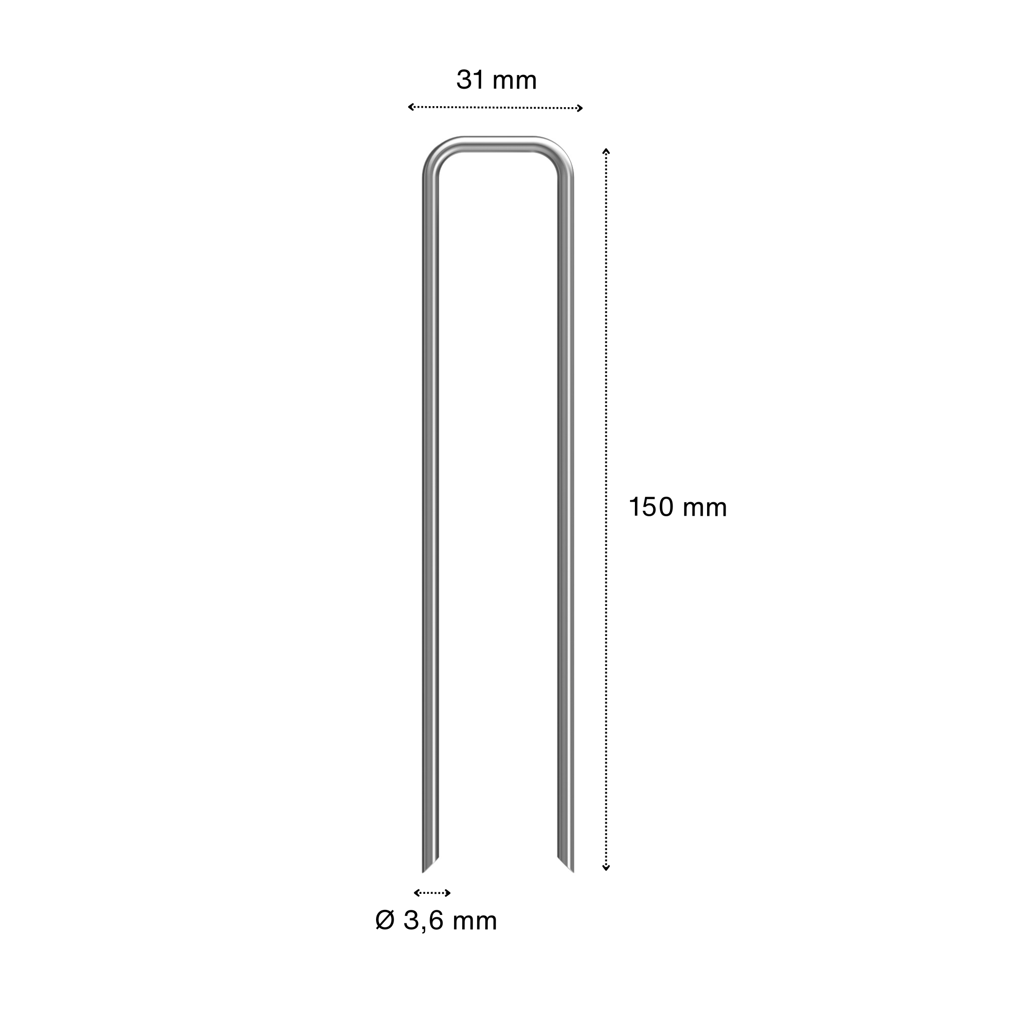 Pack de 100 piquetas de fijación de acero galvanizado en forma de U - ø 3,6 mm - 4