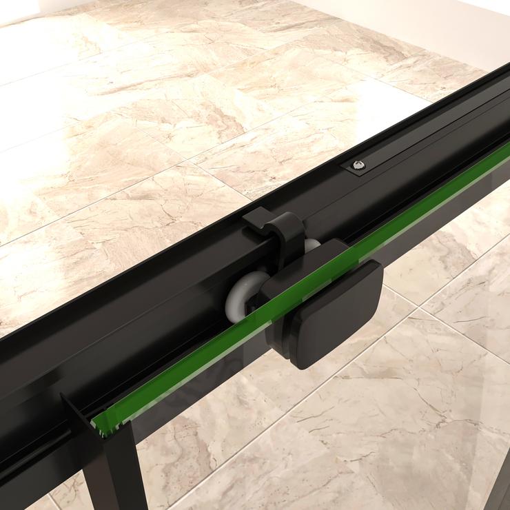 Aica Porte De Douche Noir Mat 110x195cm Porte De Douche Avec L'amortisseur Porte Coulissante En 8mm Verre Anticalcaire - 3