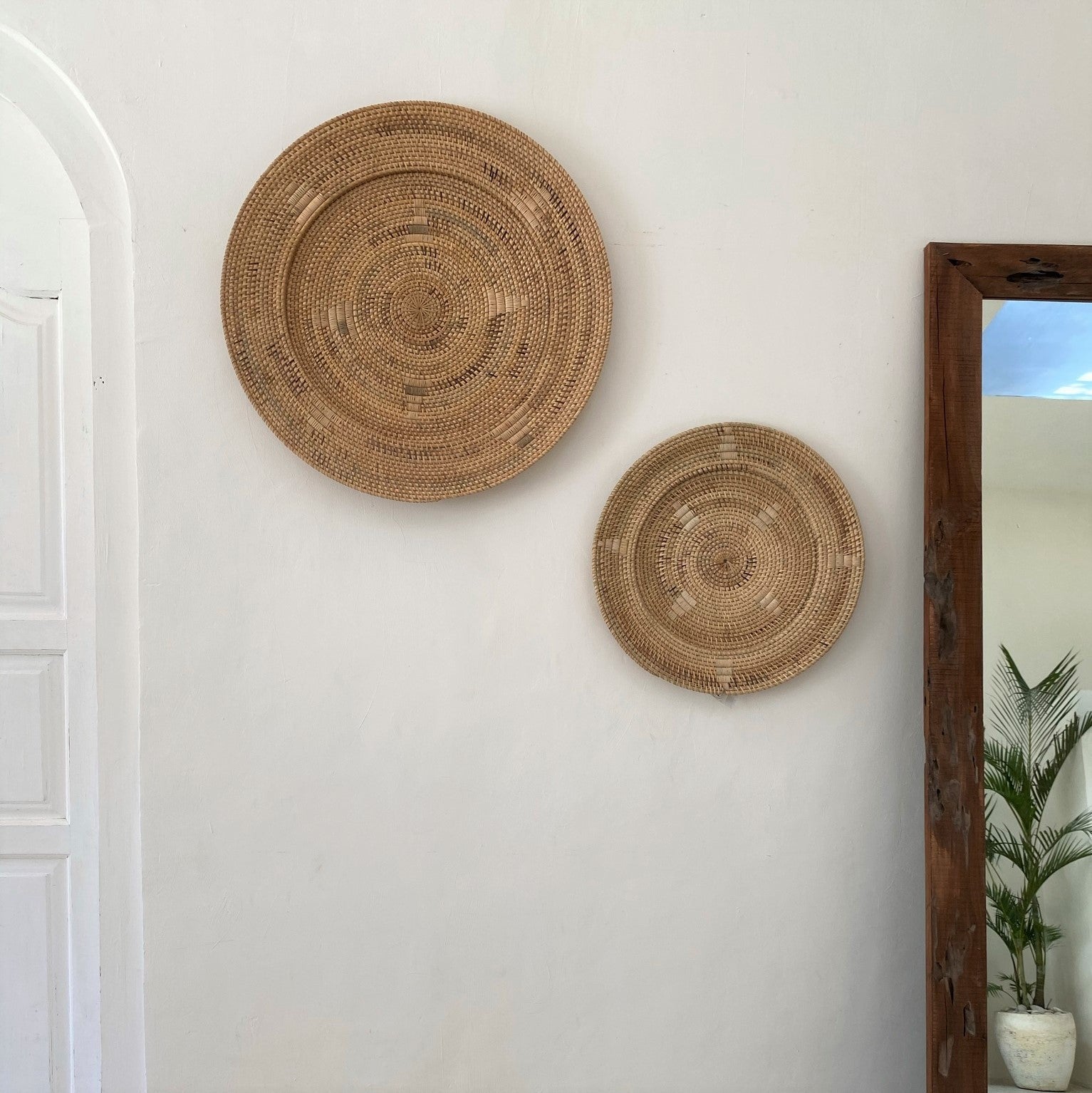 Décoration murale en rotin beige 70 cm - 2