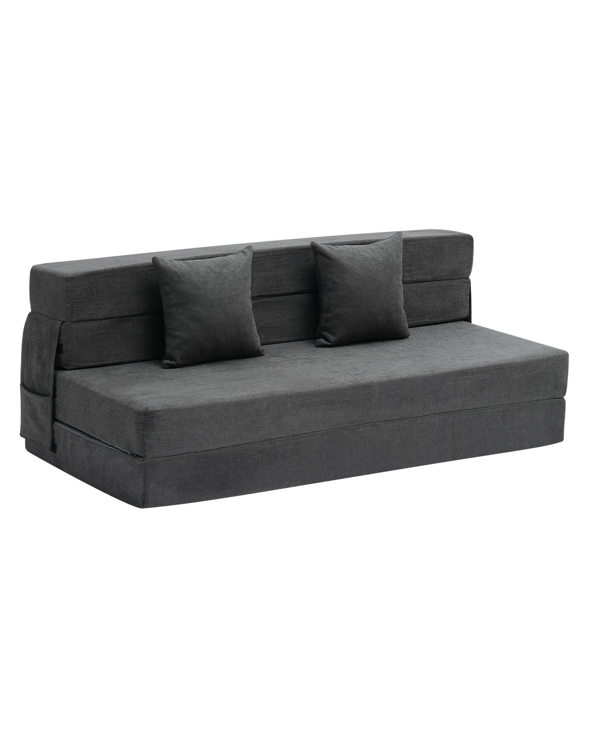 Sofa rozkładana Sofa rozkładana 3 w 1 Składana kanapa z 2 poduszkami Ciemnoszara Królowa VEVOR
