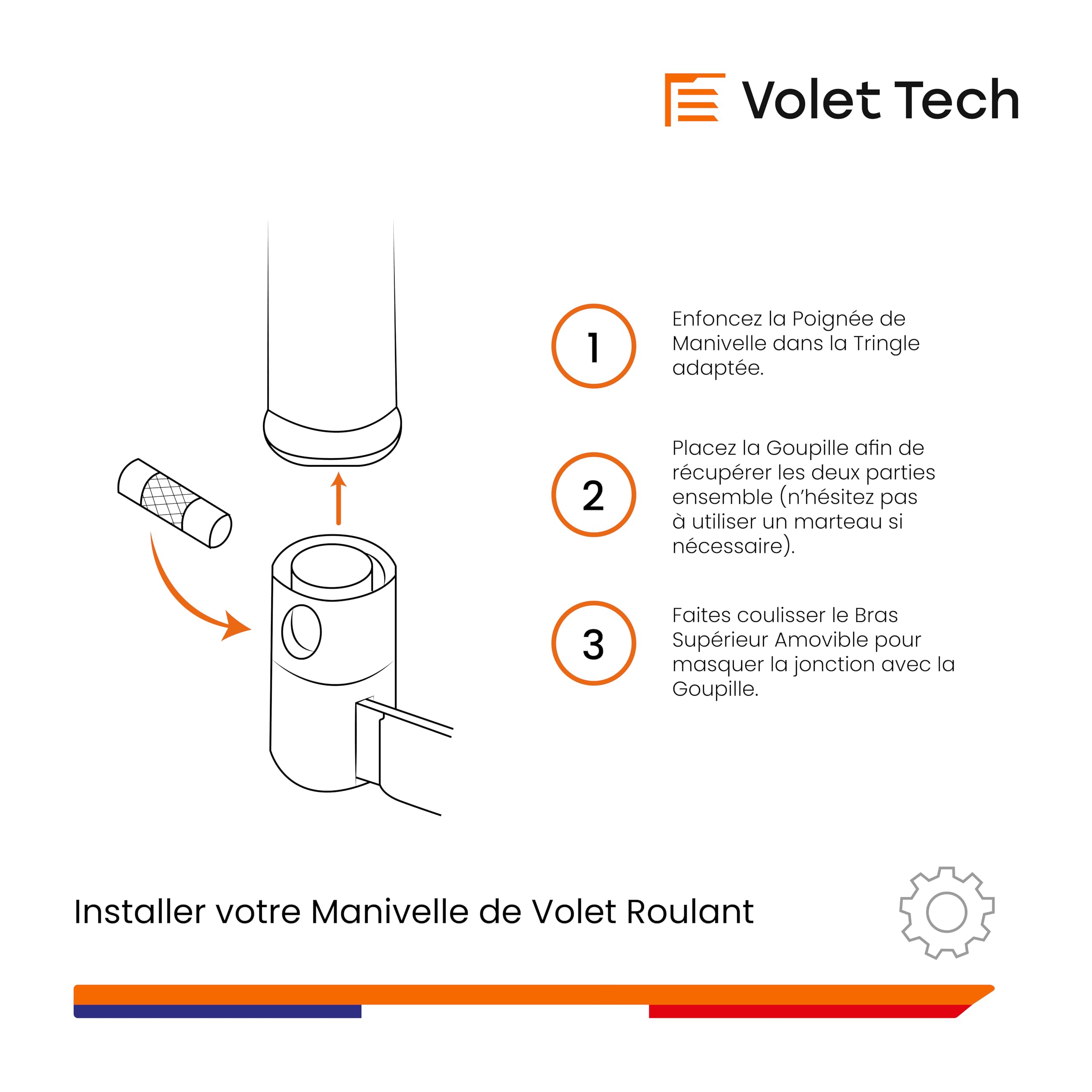 Poignée de Manivelle Blanche de ∅12mm pour Volet Roulant ou Store | Goupille Incluse - 5