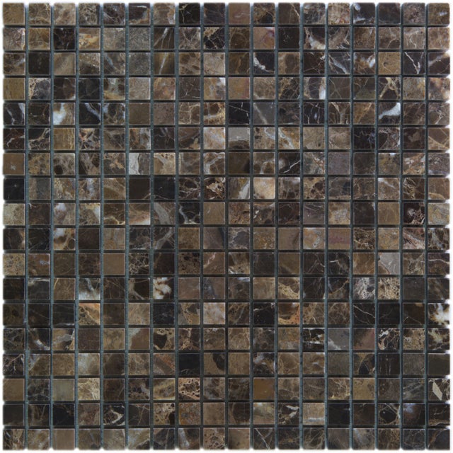 Mosaico su rete in pietra Marrone per bagno, doccia e cucina - Spessore 8 mm - 30x30x0,8 cm