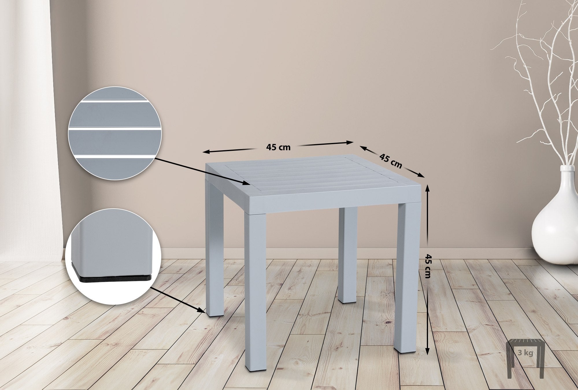 Table d'appoint d'extérieur carré en Plastique Gris 4 places - 2