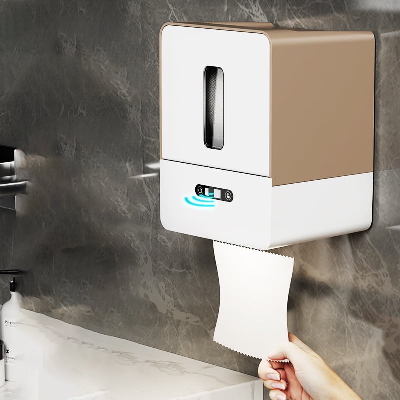 Automatyczny dozownik papieru toaletowego z inteligentnym czujnikiem i oświetleniem LED – montaż ścienny bez wiercenia