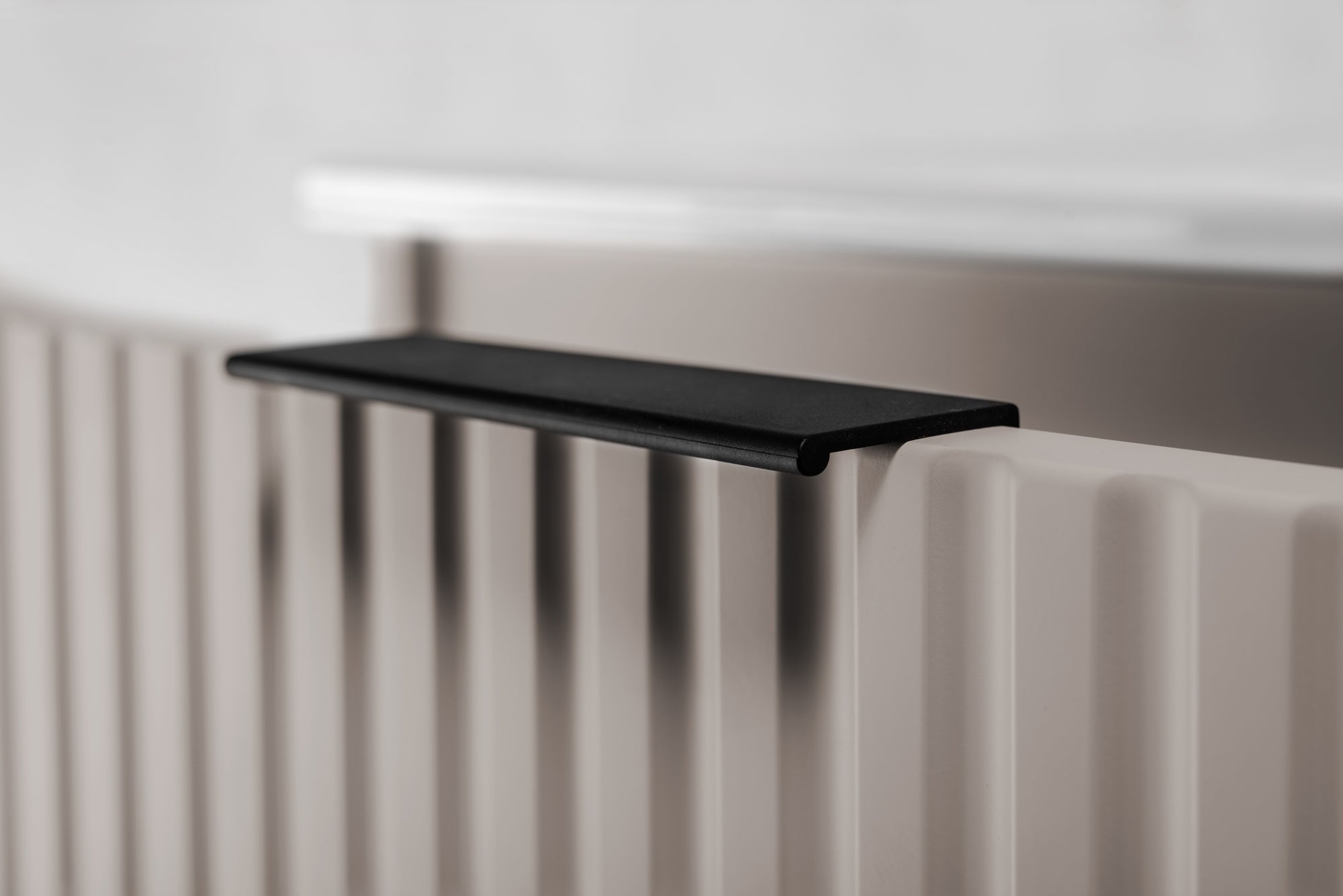 Szafka łazienkowa FLOW 100 cm kaszmir z regałami dąb craft blat ryflowany front - 7
