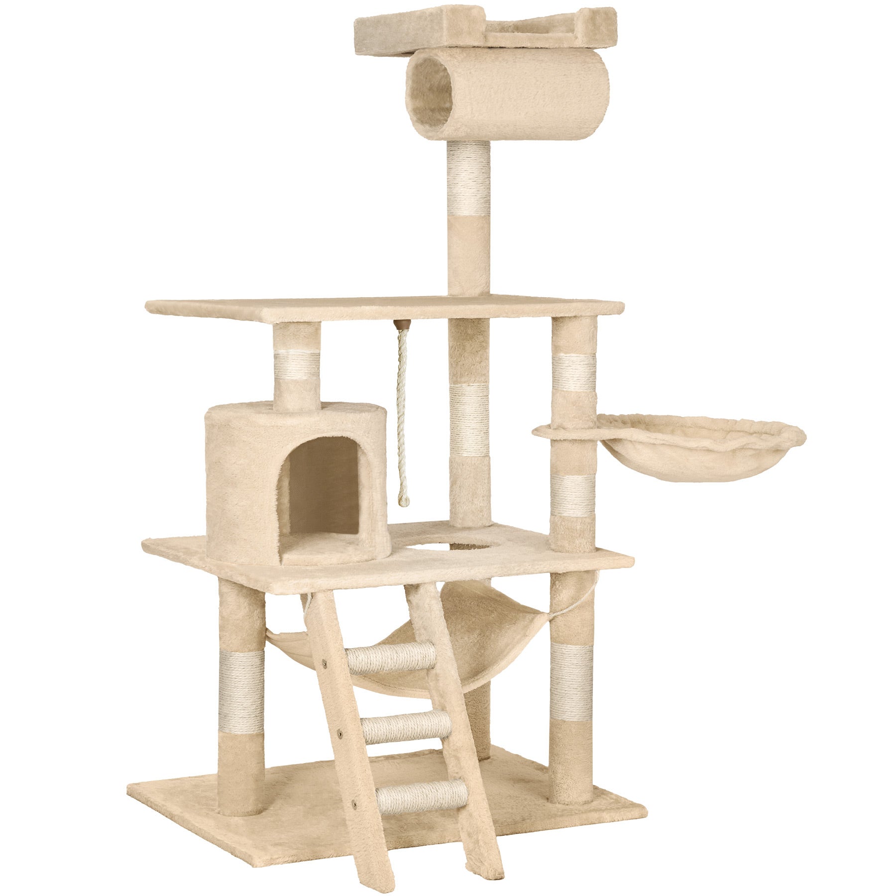 Arbre à chat en sisal avec griffoir, cordelette de jeu, hamac et système anti-basculement 86 x 49 x 141 cm TECTAKE - 2