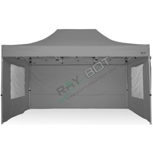 Gazebo Pieghevole 3x4,5 RAY BOT Grigio Professionale Con Laterali e Finestre . Tessuto Impermeabile Da 350g/m in PVC. Gazebo Rapido