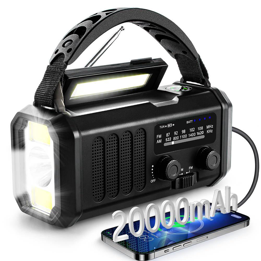 Radio Di Emergenza Solare 20000mAh Con Manovella, Torcia LED, Allarme SOS E Bussola – Ideale Per Escursioni E Blackout - 3