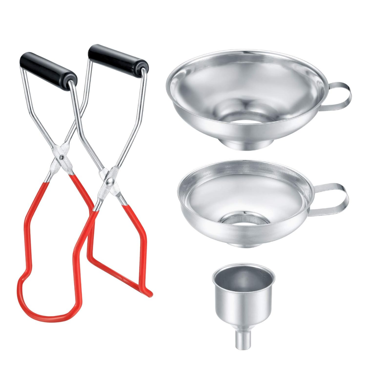 Set de pâlnii de bucătărie cu 4 piese, cu filtru, pâlnie din oțel inoxidabil, pâlnie pentru gem, pâlnie de umplere cu mâner și dispozitiv de ridicare