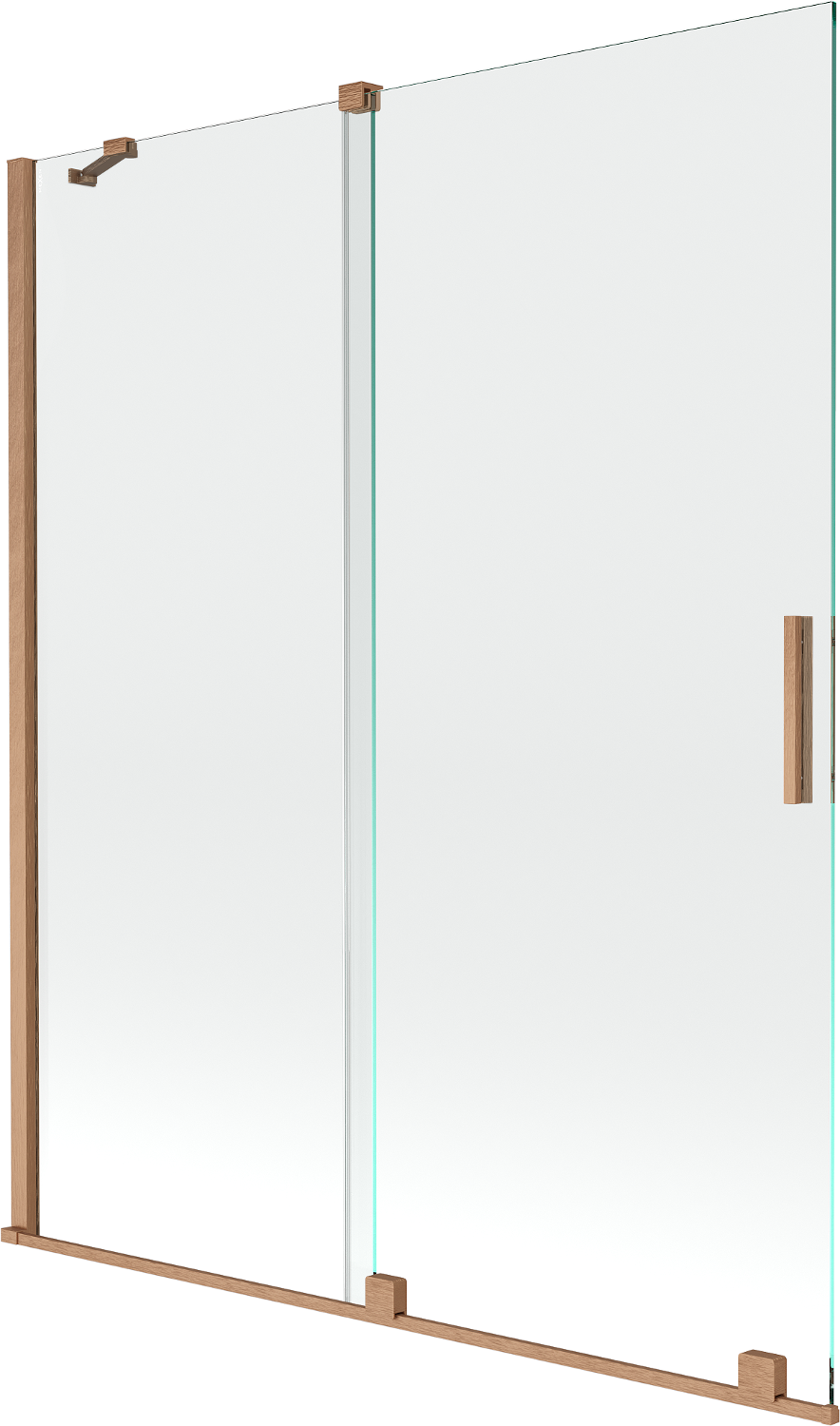 Mexen Velar parawan nawannowy 2-skrzydłowy rozsuwany 140 x 150 cm, transparent, miedź szczotkowana - 896-140-000-01-65
