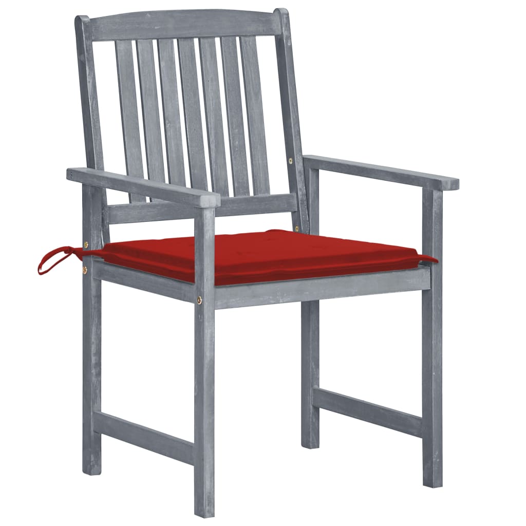 Chaises de jardin avec coussins 8 pcs Bois d'acacia solide Gris - 2
