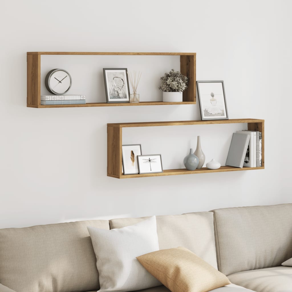 Étagères cube murales 2 pcs chêne artisanal bois ingénierie - COMFORTXL - 3
