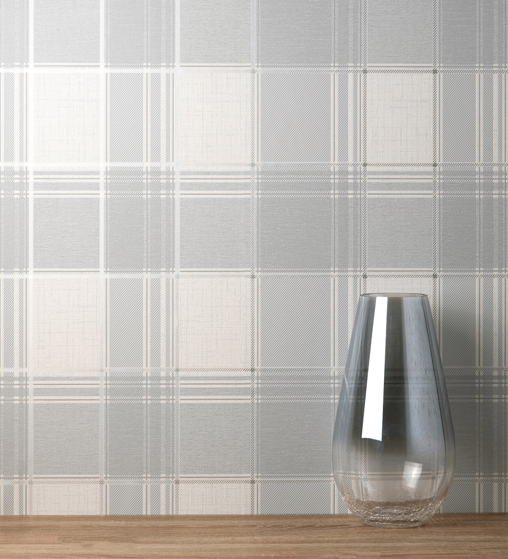Papel pintado vinílico ecológico de cuadros escoceses con textura en relieve - bertram 681269 de gaulan - rollo de 10 m x 0,53 m