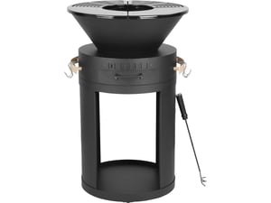 Barbecue plancha brasero a charbon et bois - 49 x 49 x 92 cm - Noir