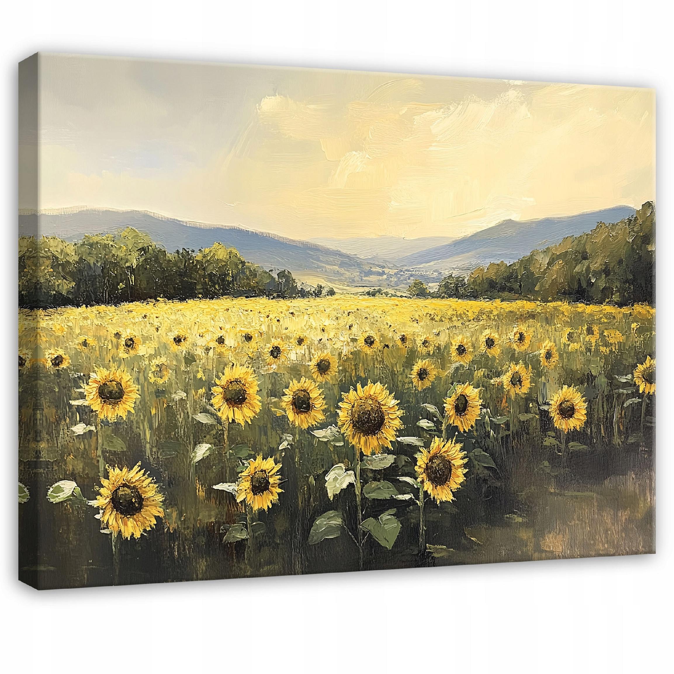 Obraz na płótnie ścianę Kwiaty Słoneczniki Natura 60x40 cm Dekoracja Ścienna do Sypialni Salonu