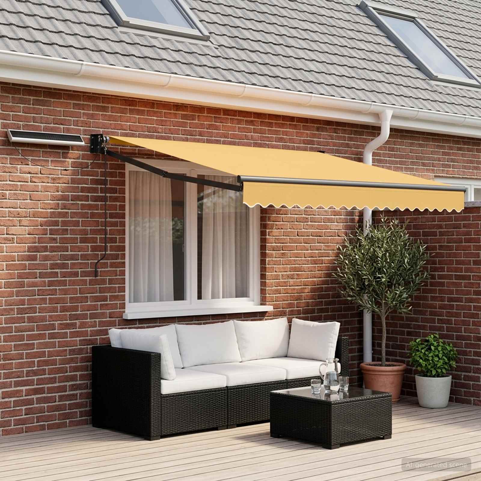 Store banne électrique solaire sable pour la terrasse, 3,5 × 2,5 m ...