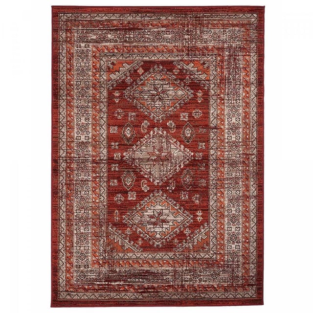 Tapis oriental 240x330 rectangle orange tissé motif ethnique LYN1 DAZOR