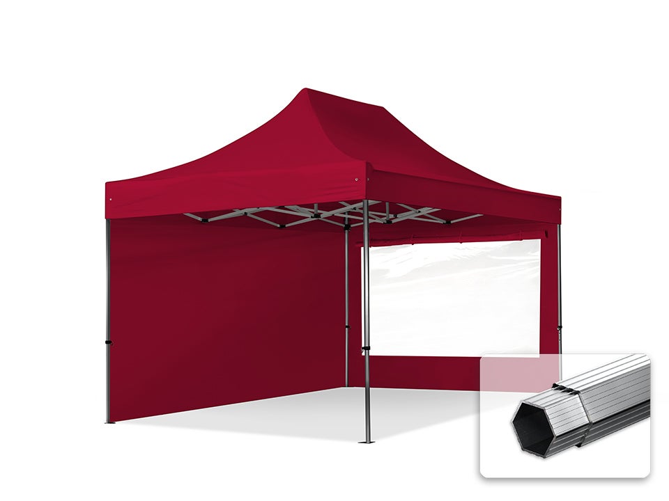 3x4,5 m Namiot Ekspresowy PROFESSIONAL Alu 40mm, ze ścianami bocznymi, okna panoramiczne, czerwony