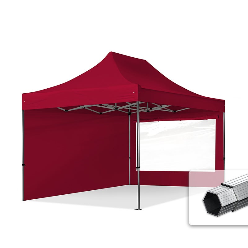 3x4,5 m Namiot Ekspresowy PROFESSIONAL Alu 40mm, ze ścianami bocznymi, okna panoramiczne, czerwony