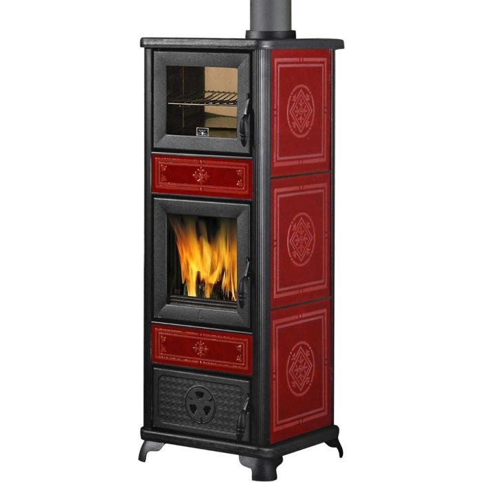 Piec na drewno Italiana Camini z piekarnikiem model Dafne - Bordeaux