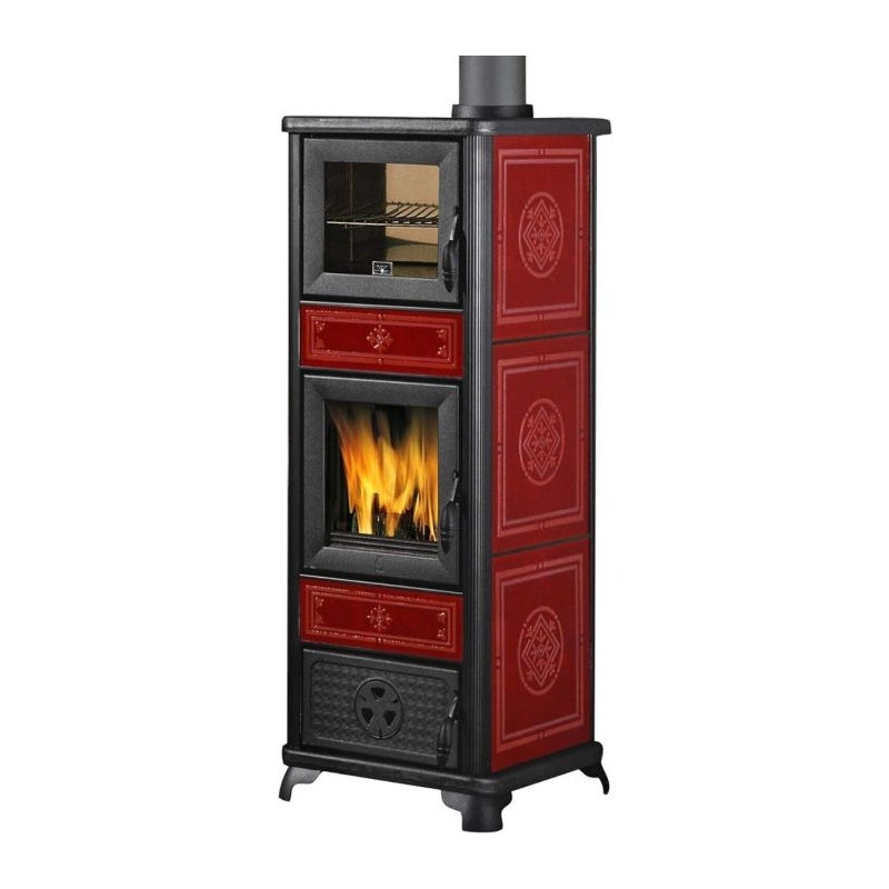 Piec na drewno Italiana Camini z piekarnikiem model Dafne - Bordeaux