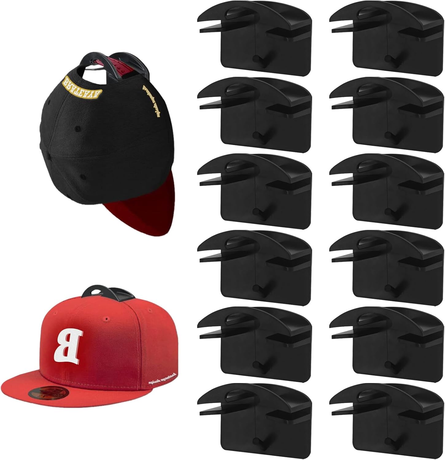 Wieszak na czapki EACHPT, wieszaki na czapki, 12 sztuk uchwytów na czapki, samoprzylepne wieszaki na czapki, uchwyt na czapki baseballowe, do haczyków
