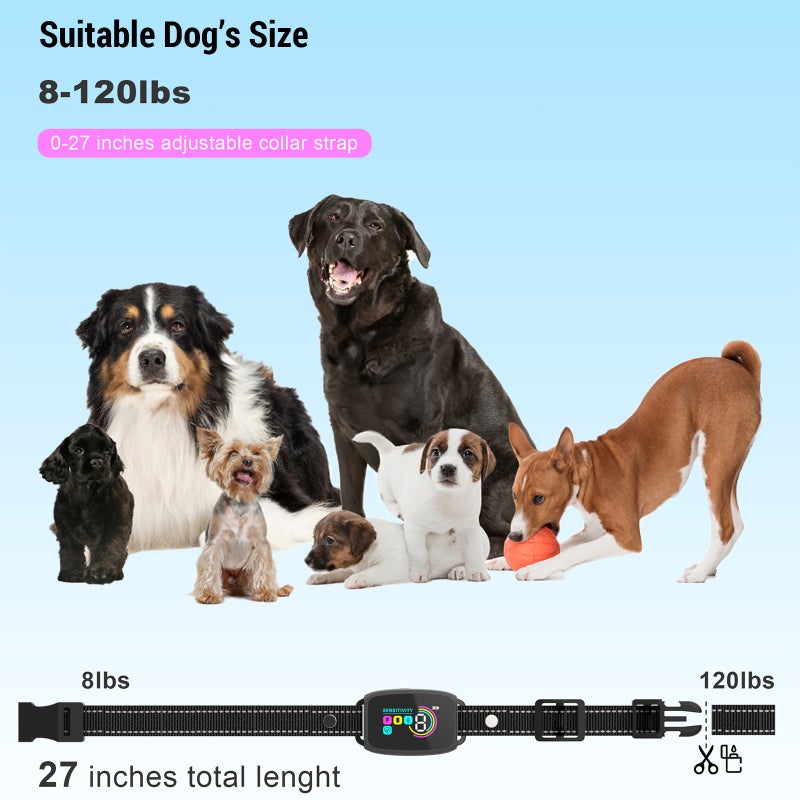 Collar antiladridos, pantalla LCD a color, resistente al agua, adiestrador de perros multimodo, control automático por voz,color blanco. - 4