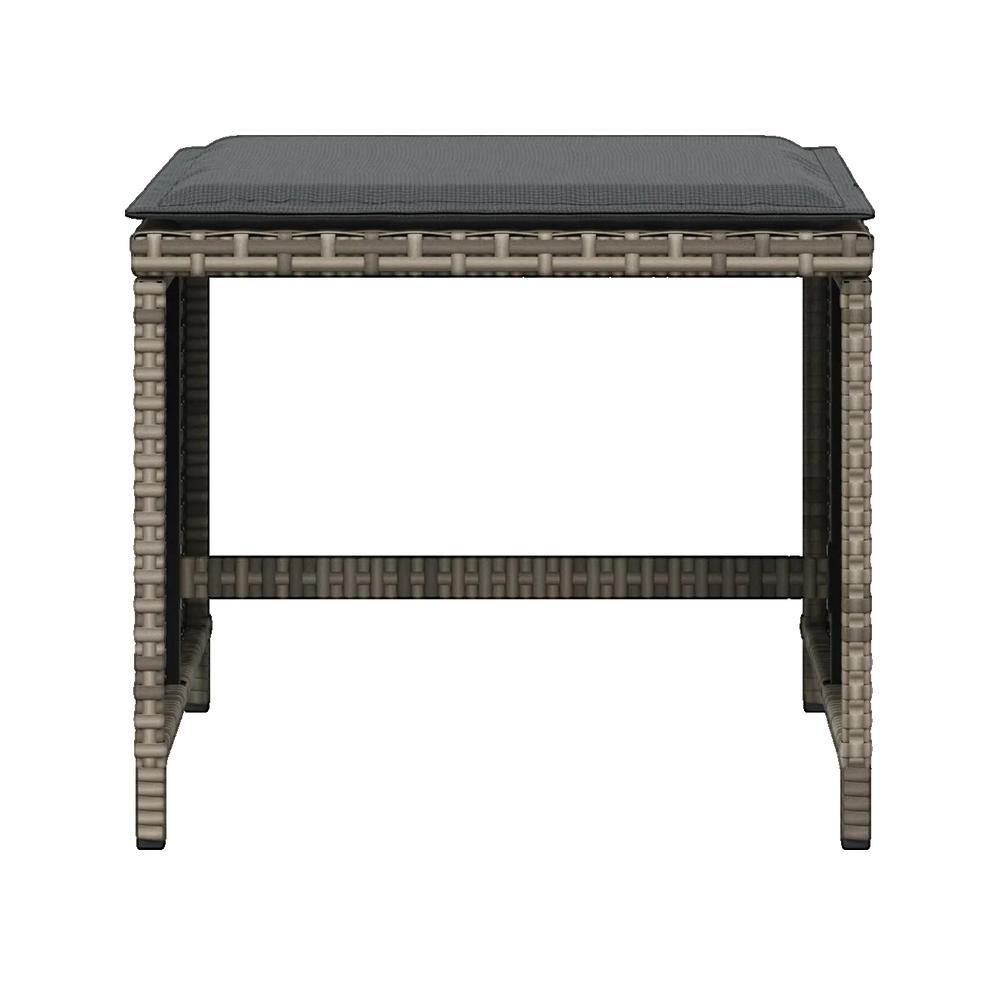 Taburetes de jardín con cojines 4 uds ratán PE gris 41x41x36 cm vidaXL - 2