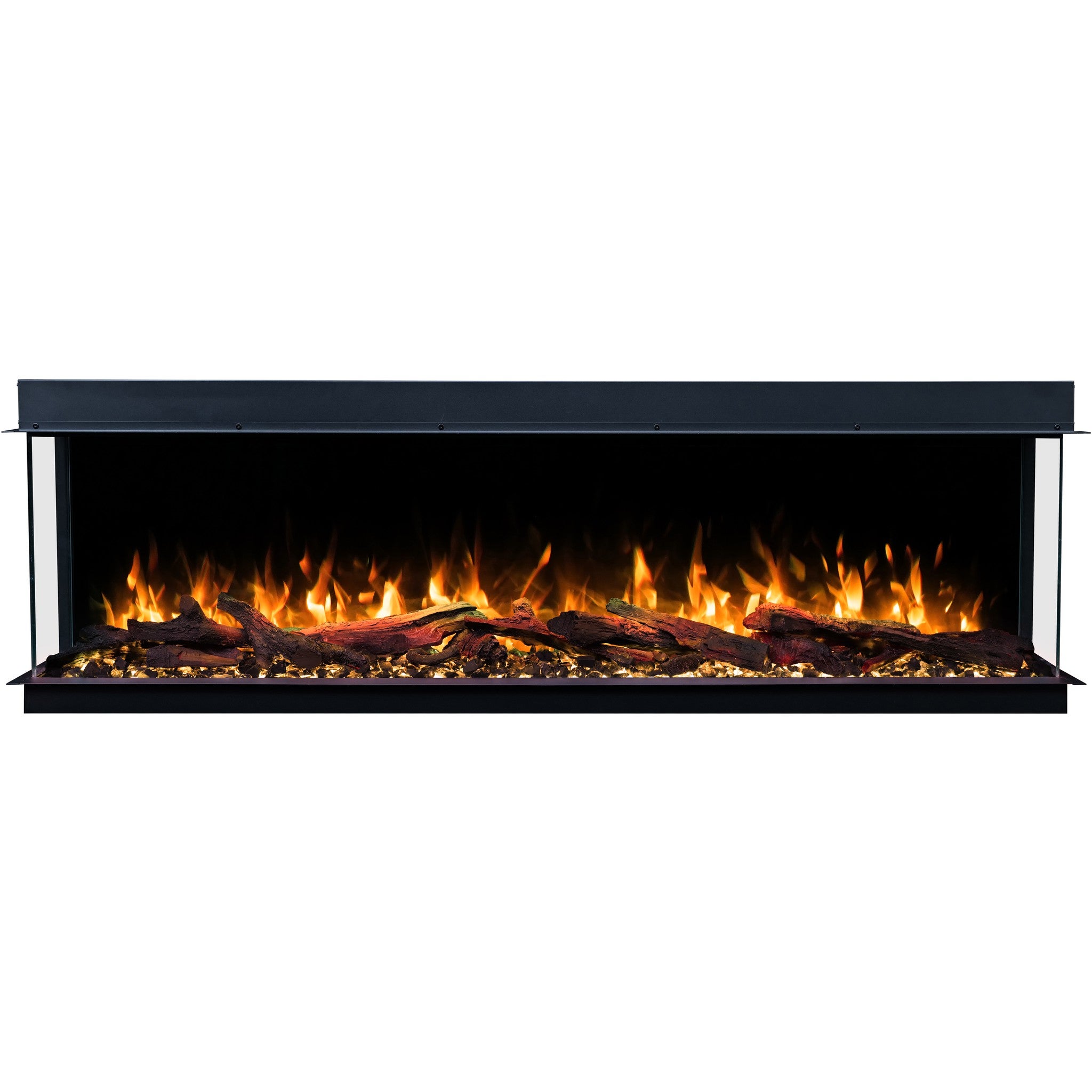 Trójstronny kominek elektryczny Emotion Flame Solis 150 - ogień premium, do zabudowy - 150x30x46 cm - kominek LED z grzaniem 750/1500W