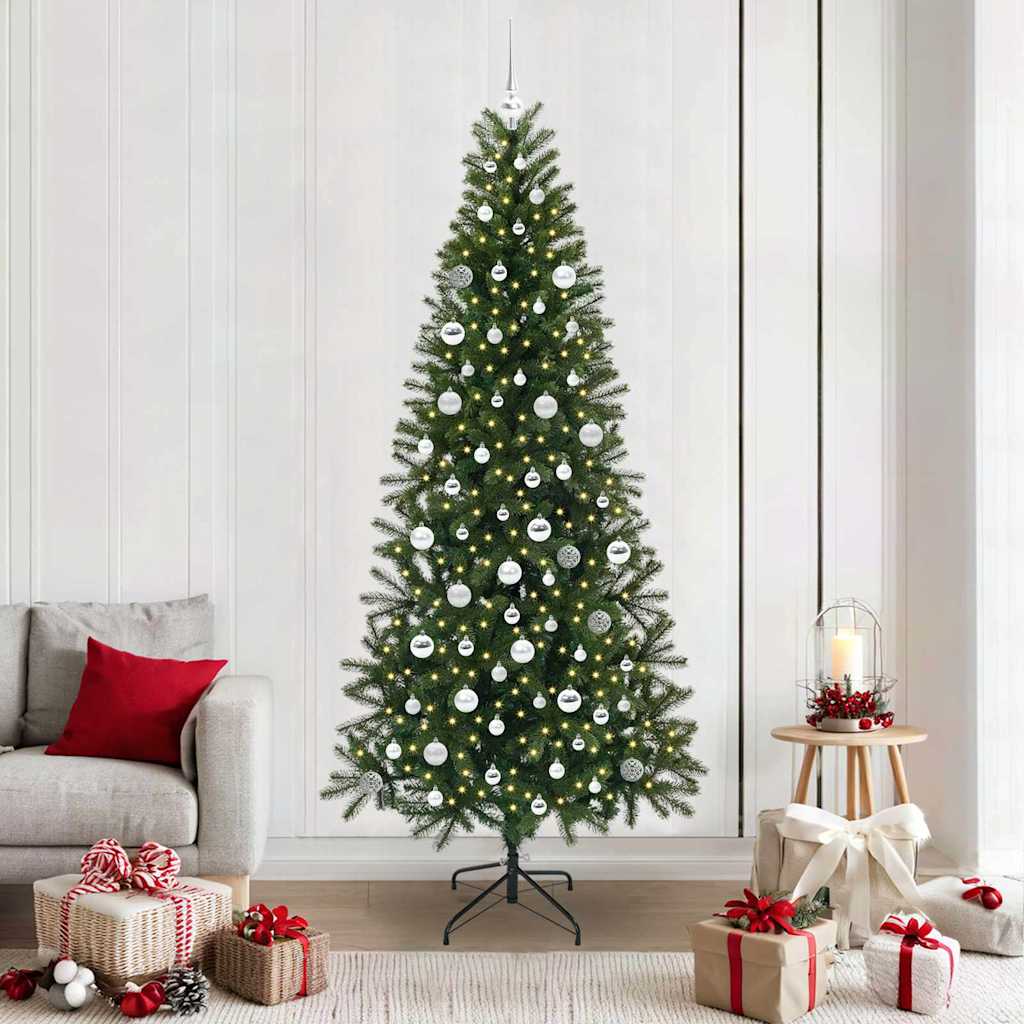 Sztuczna choinka z 300 diodami LED Zielony 210 cm PE i PVC