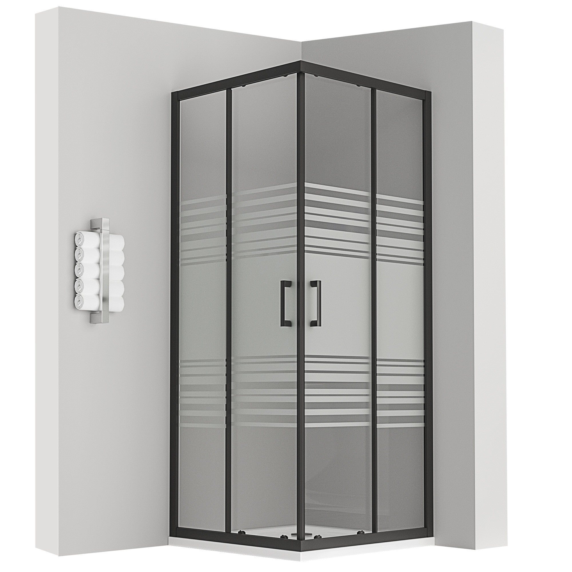 LANABLACK Cabine de douche H 180 cm porte coulissante semi-opaque 75 x 80 cm - 7