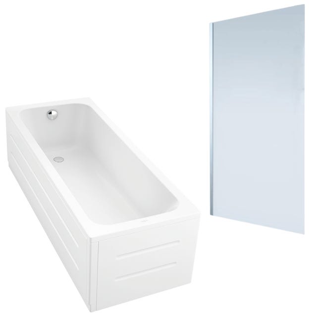 Baignoire droite DURAVIT D-Code 170 x75 cm + Pare Bain gauche AURYS ...