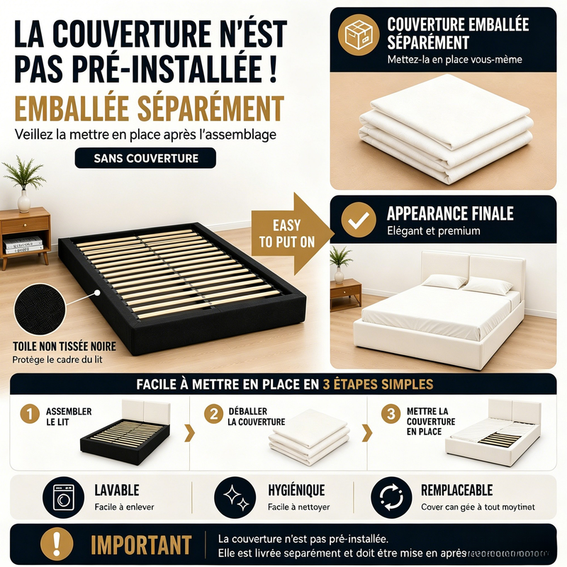 Lit Double Adulte 160x200 en Tissu Chenille Beige,Cadre de lit avec Tête de lit capitonné,Sommier à Lattes Inclus pour Chambre Parentale Sans Matelas - 4