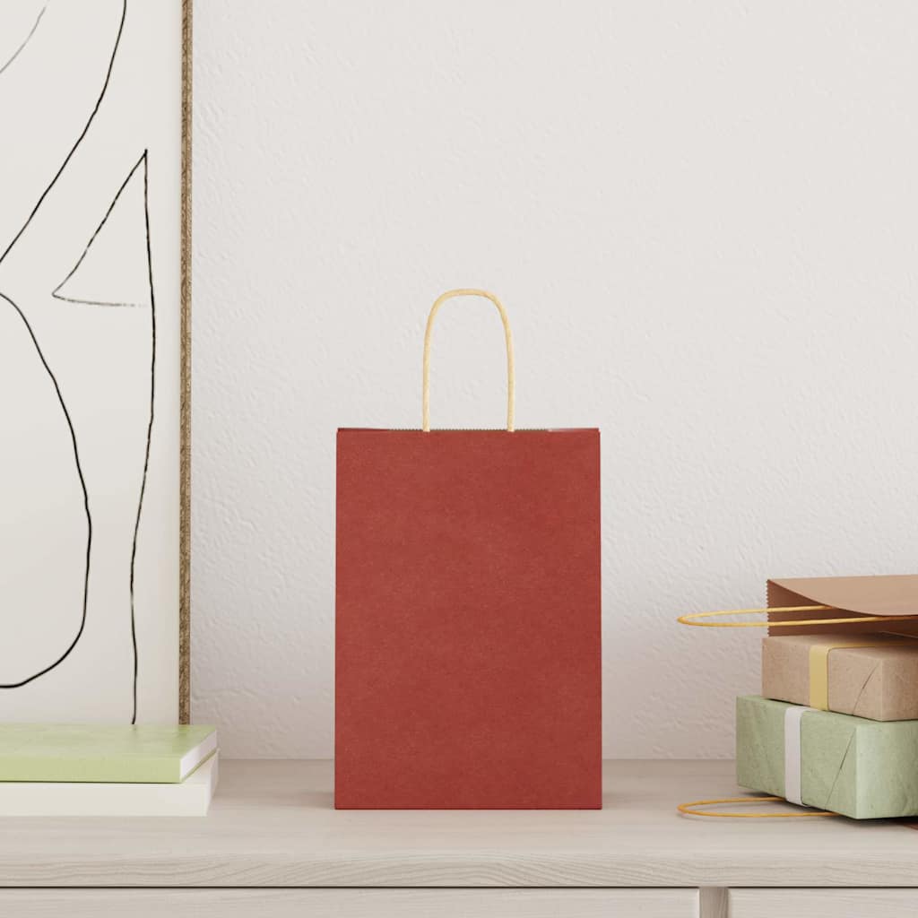 Lot De 20 Sacs Cadeaux Kraft Idena 18×8×21 Cm – Sachets Papier Marron Avec Poignées Torsadées, Idéal Bricolage, Anniversaire, Mariage & Cadeaux
