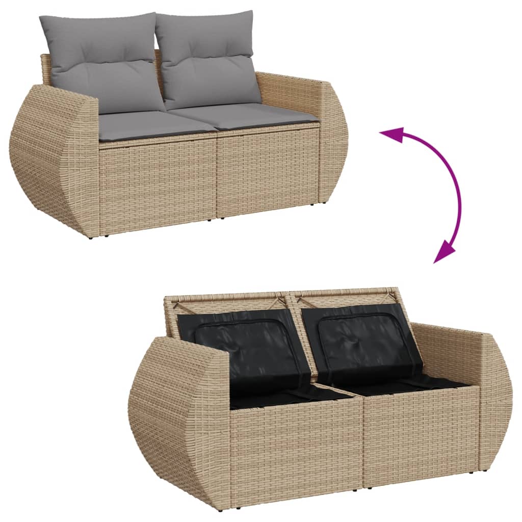 Salon bas de jardin en Rattan synthétique Beige 2 personnes - 9