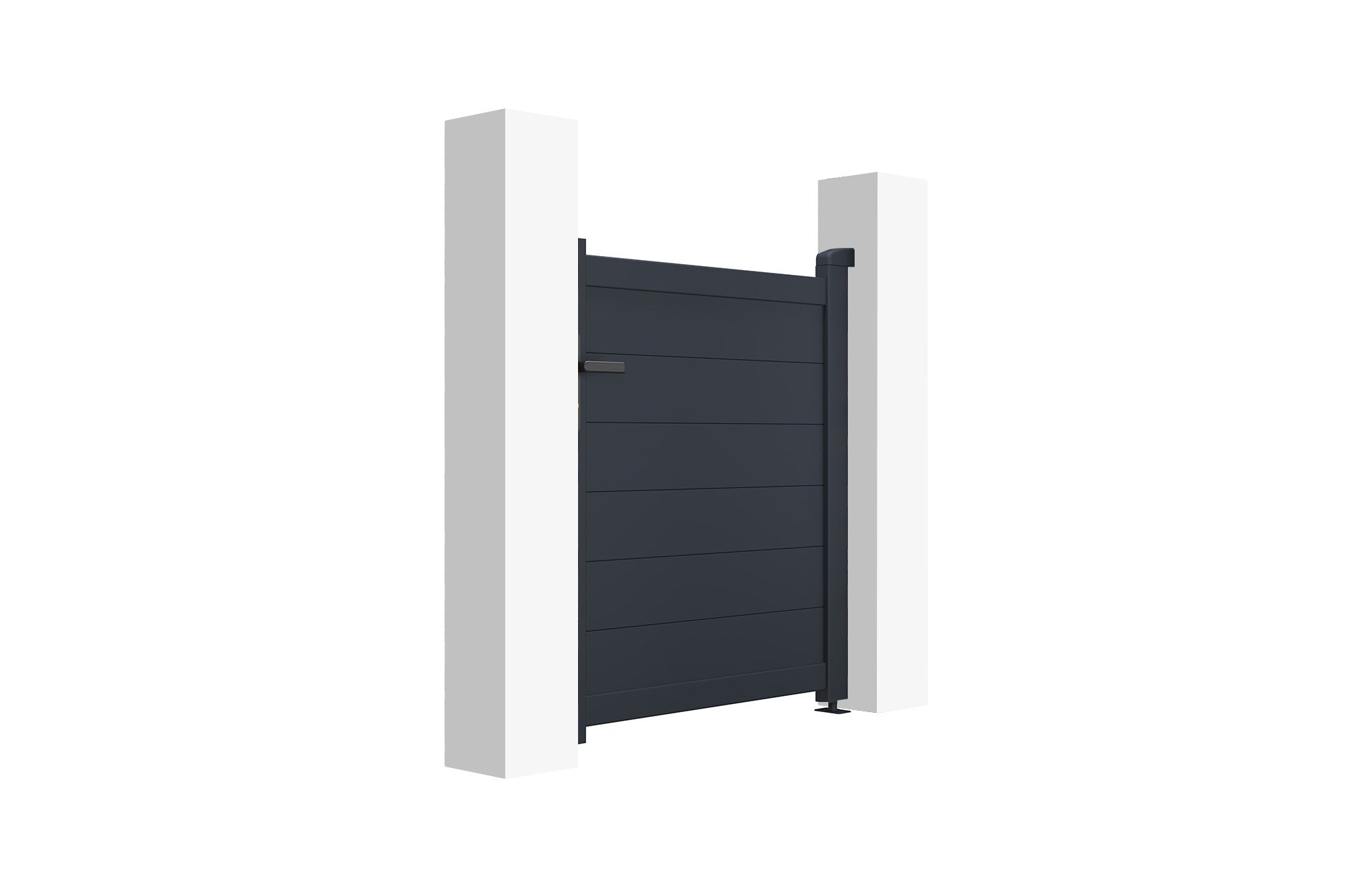 Portail battant 3m EIGER H.115cm + Portillon 1m EIGER H.115cm aluminium gris - 9