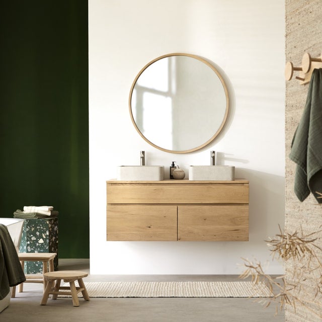 Tikamoon Meuble Salle de bain en bois de chêne 120 Jacob